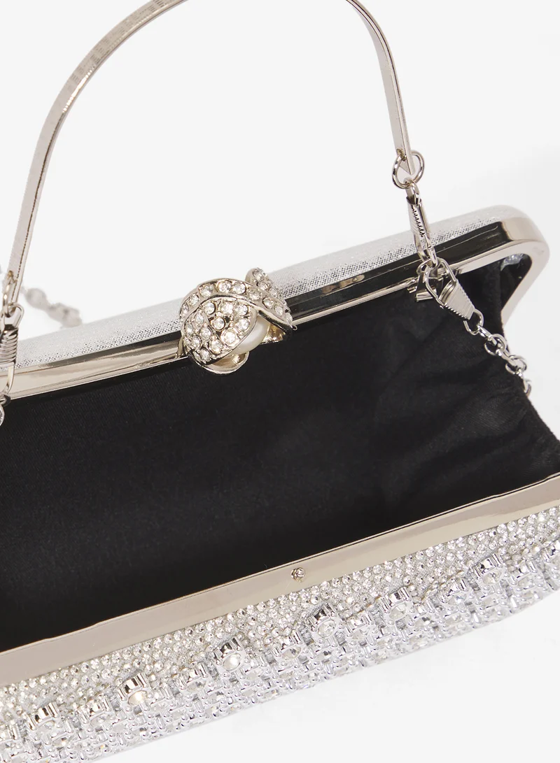 Khizana Silver Silver Top Handle Embellished Detailed Clutch for Women | Best Price UAE